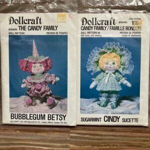 2 UNCUT Cloth Doll Sewing Patterns Dollcraft Sugarmint Cindy+Bubblegum Betsy